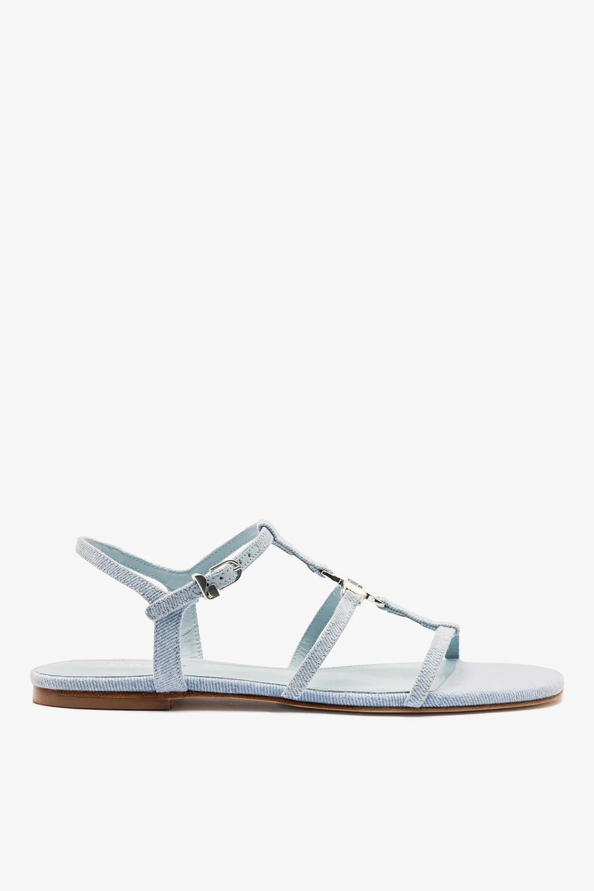 Denim Flat Sandal with Slim Straps