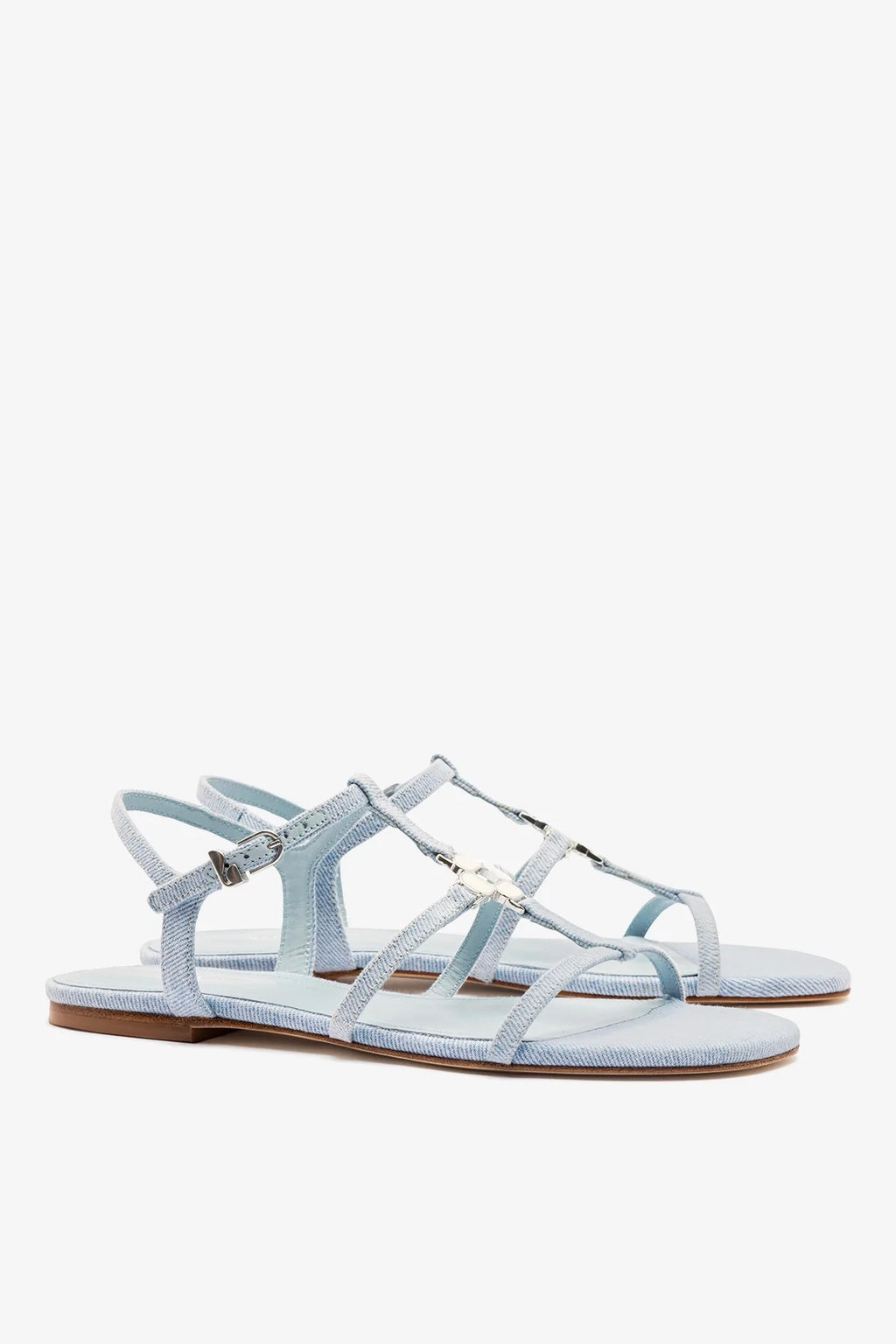 Denim Flat Sandal with Slim Straps