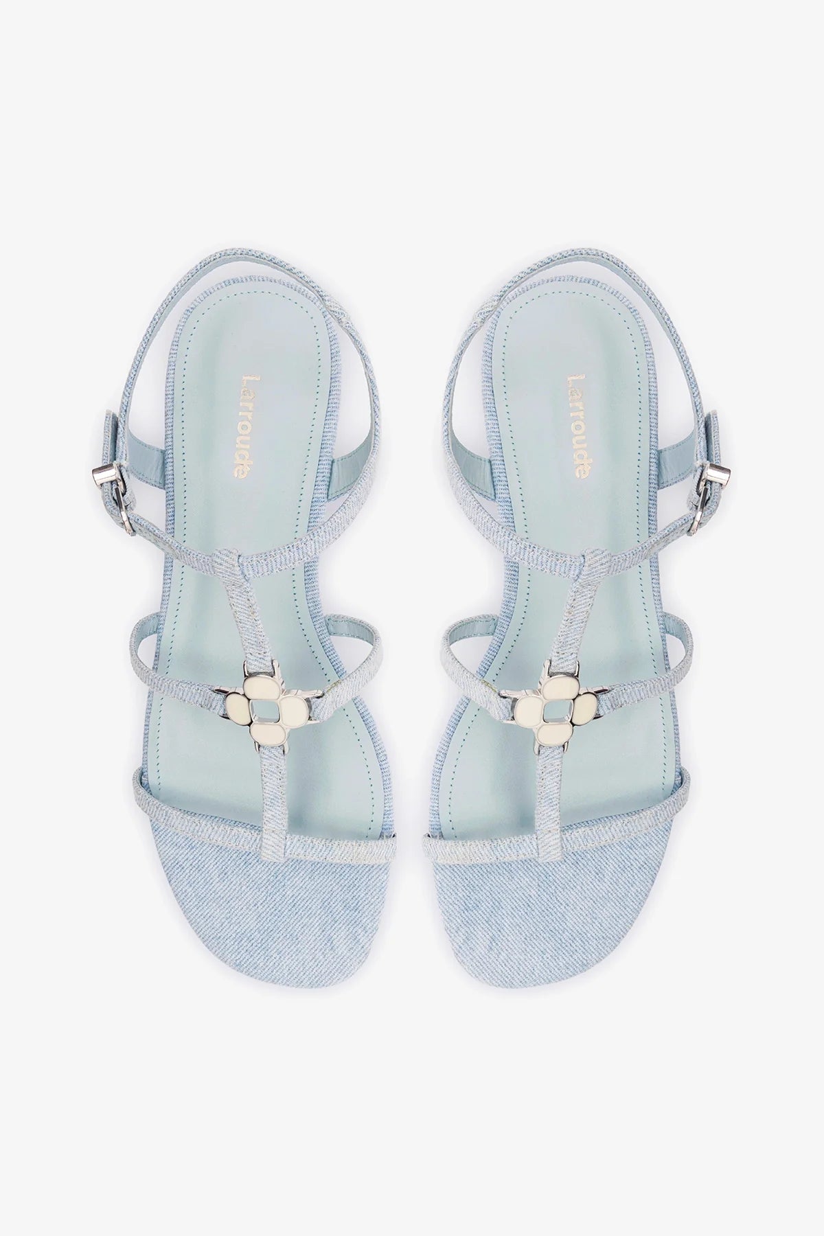 Denim Flat Sandal with Slim Straps