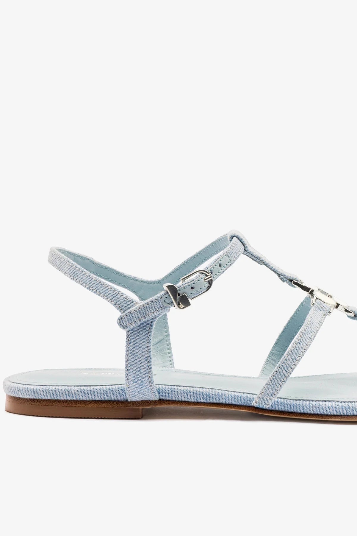 Denim Flat Sandal with Slim Straps