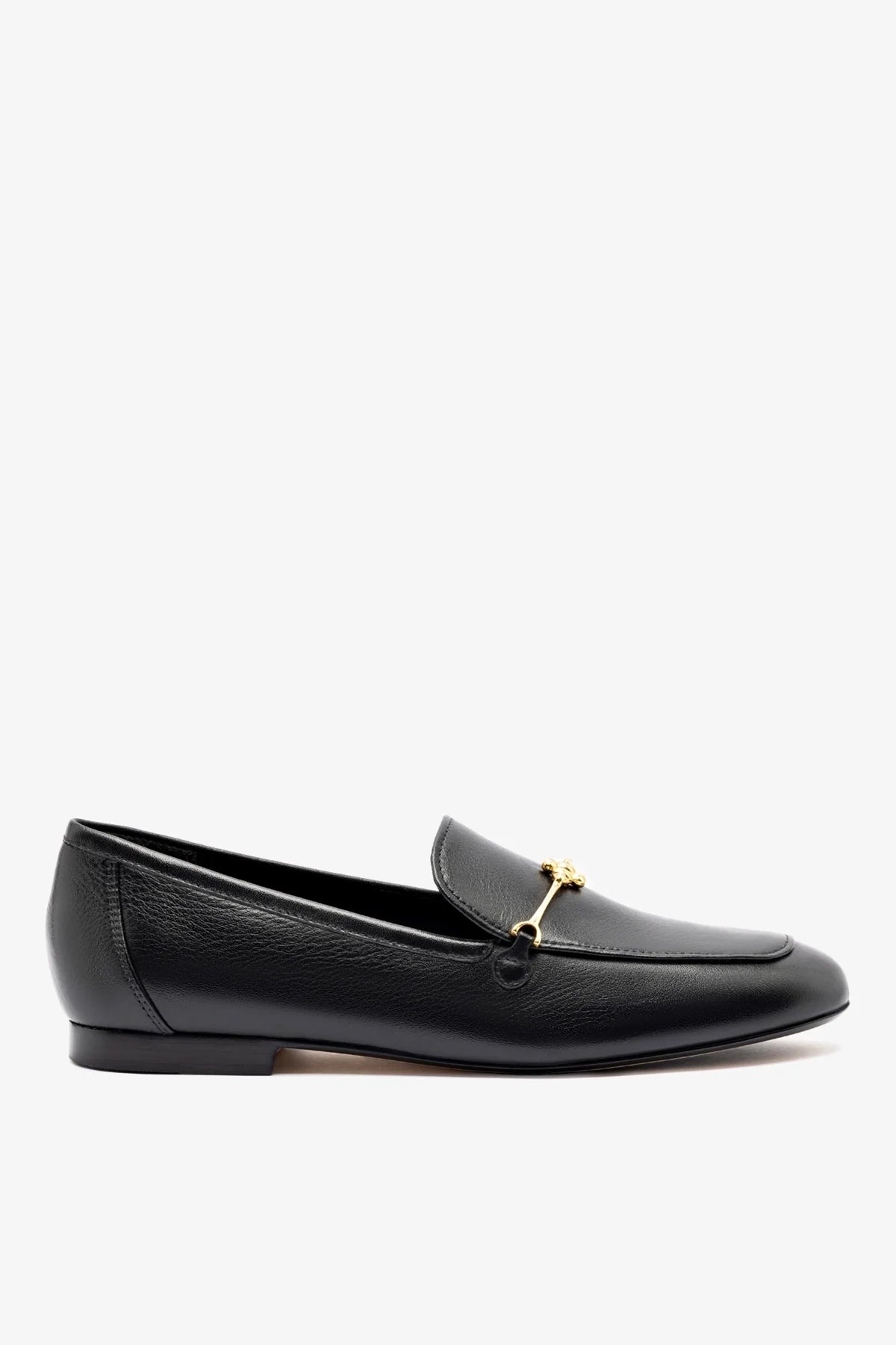 Black Leather Loafer with Gold Hardware