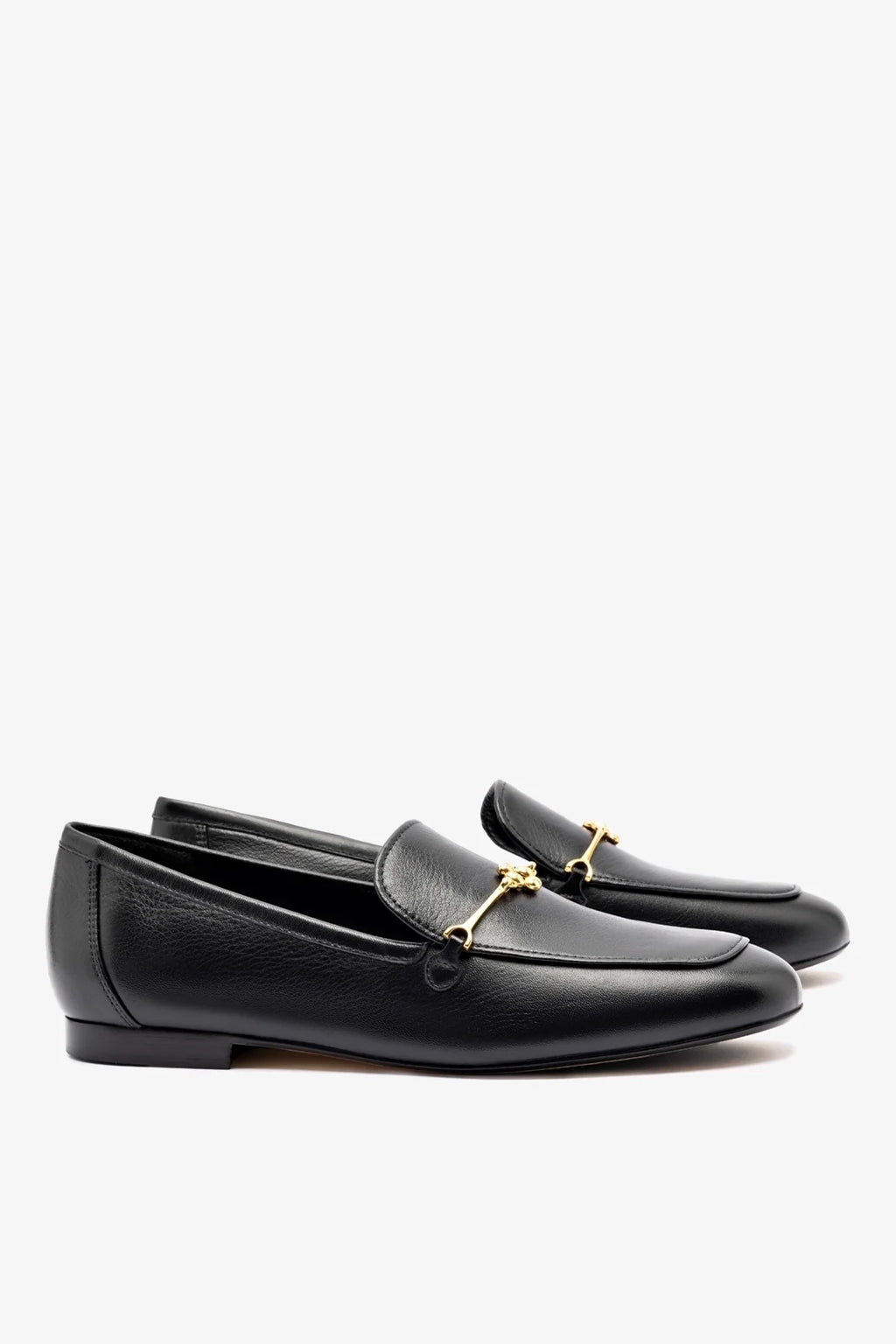 Black Leather Loafer with Gold Hardware