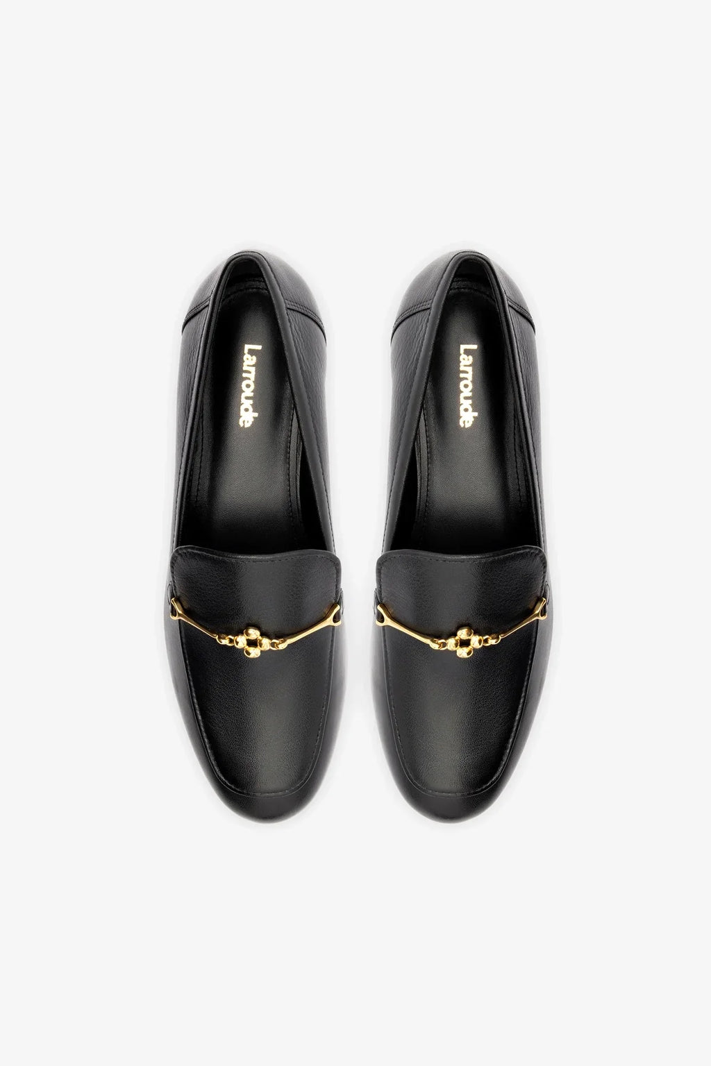 Black Leather Loafer with Gold Hardware