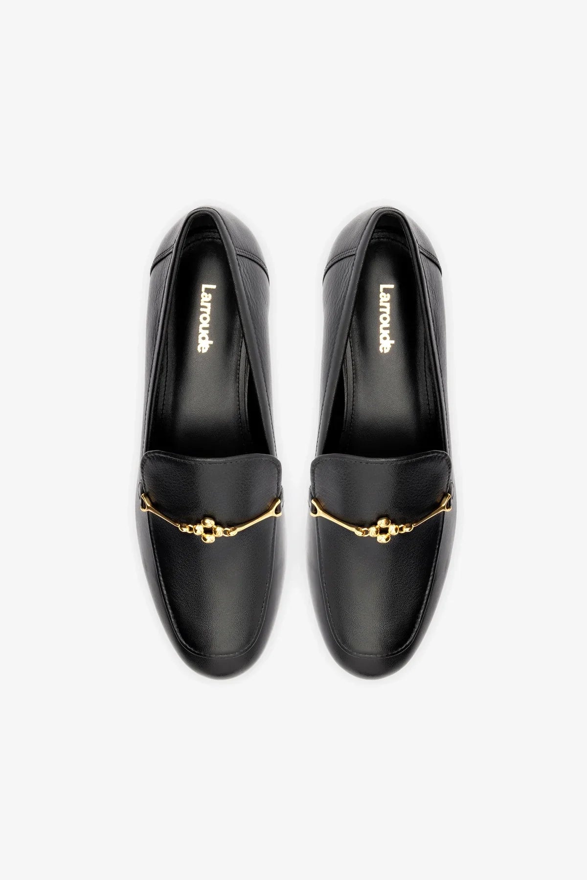 Black Leather Loafer with Gold Hardware