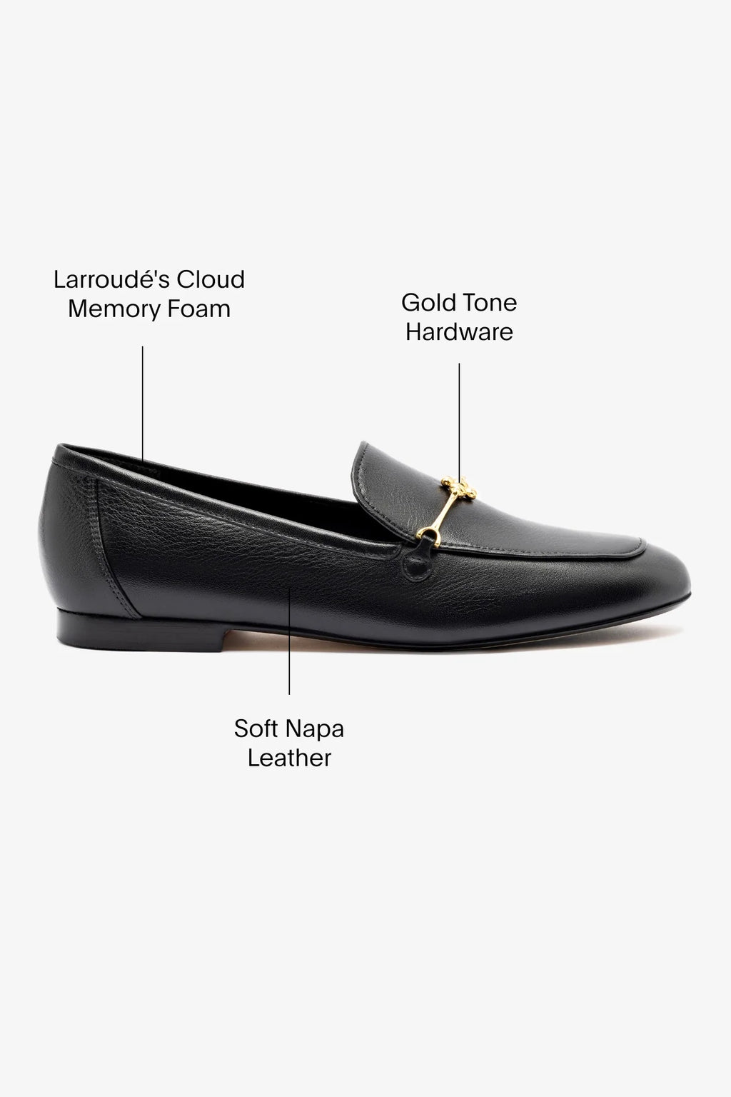Black Leather Loafer with Gold Hardware