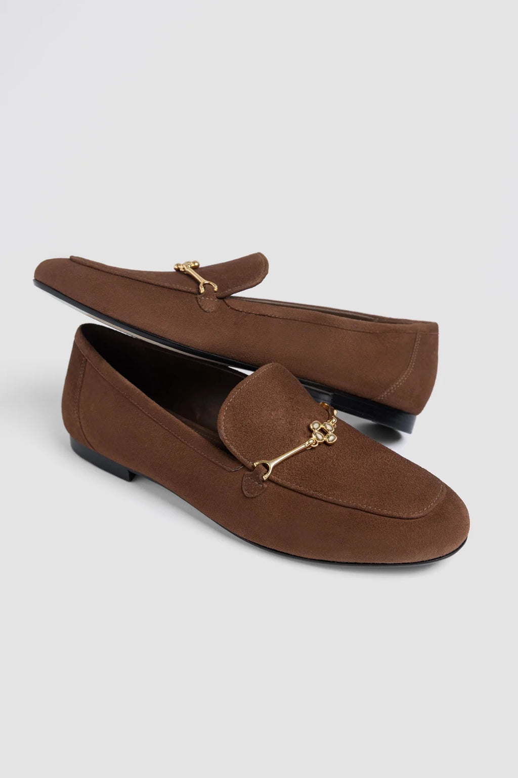 Burnt Umber Suede Loafer with Gold Hardware