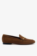 Burnt Umber Suede Loafer with Gold Hardware