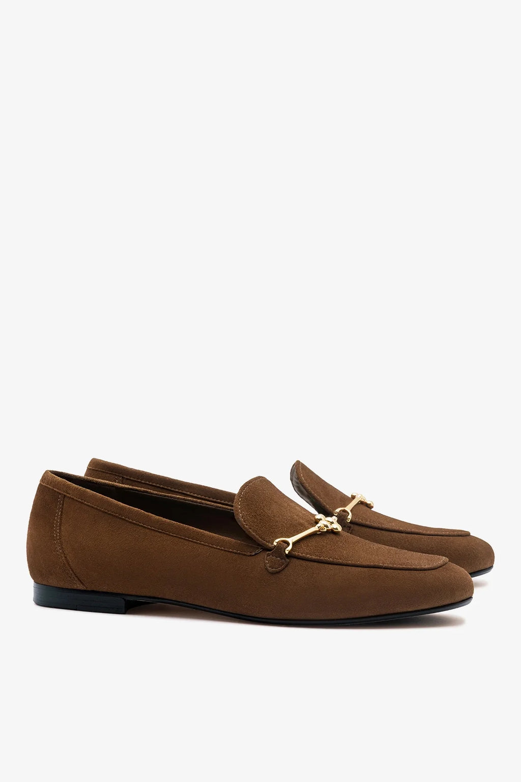 Burnt Umber Suede Loafer with Gold Hardware