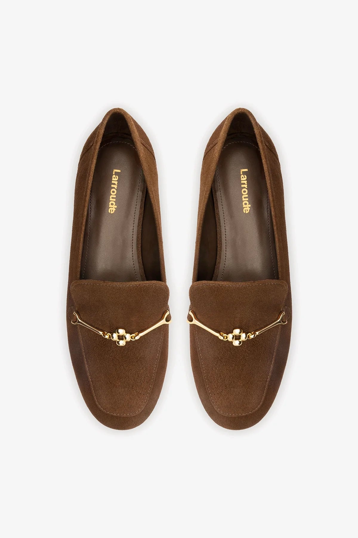 Burnt Umber Suede Loafer with Gold Hardware