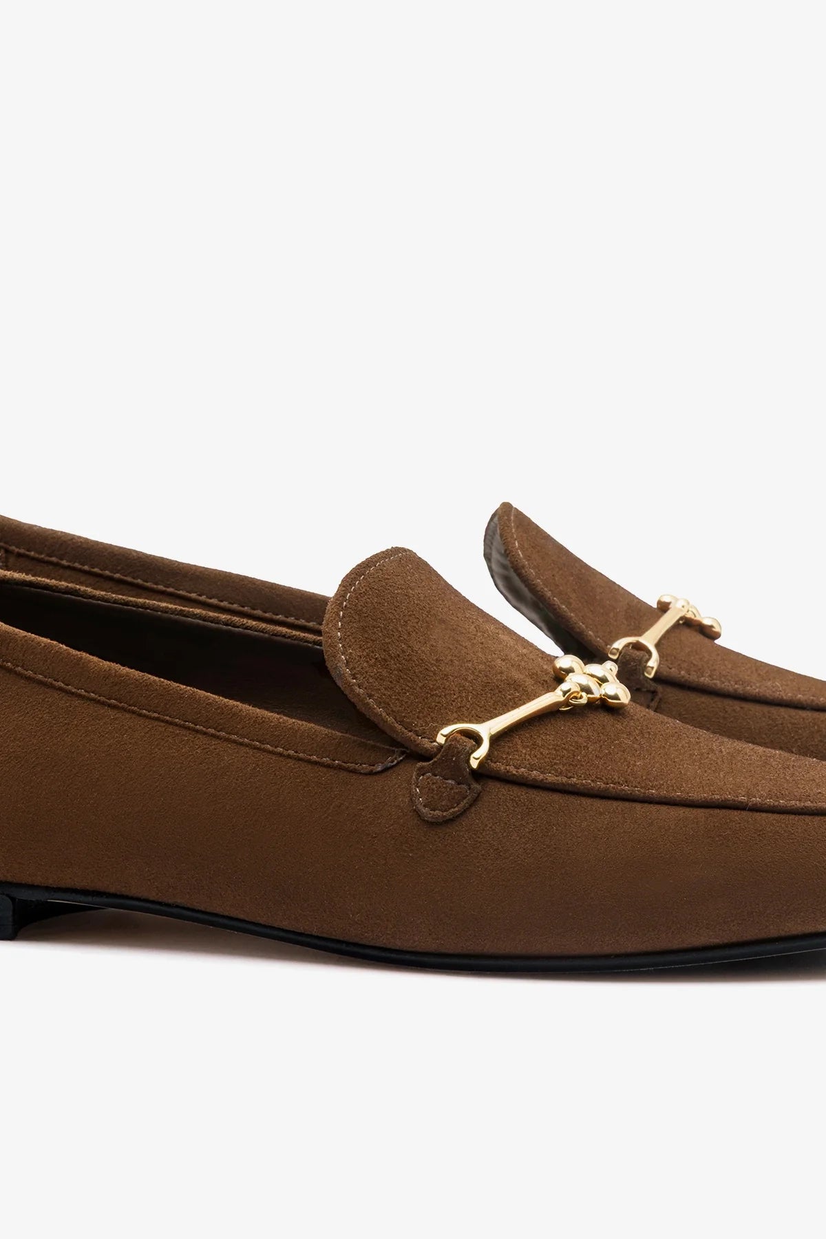 Burnt Umber Suede Loafer with Gold Hardware