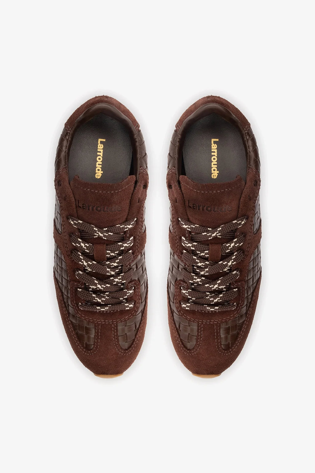 Brown Macrame Leather and Suede Sneaker