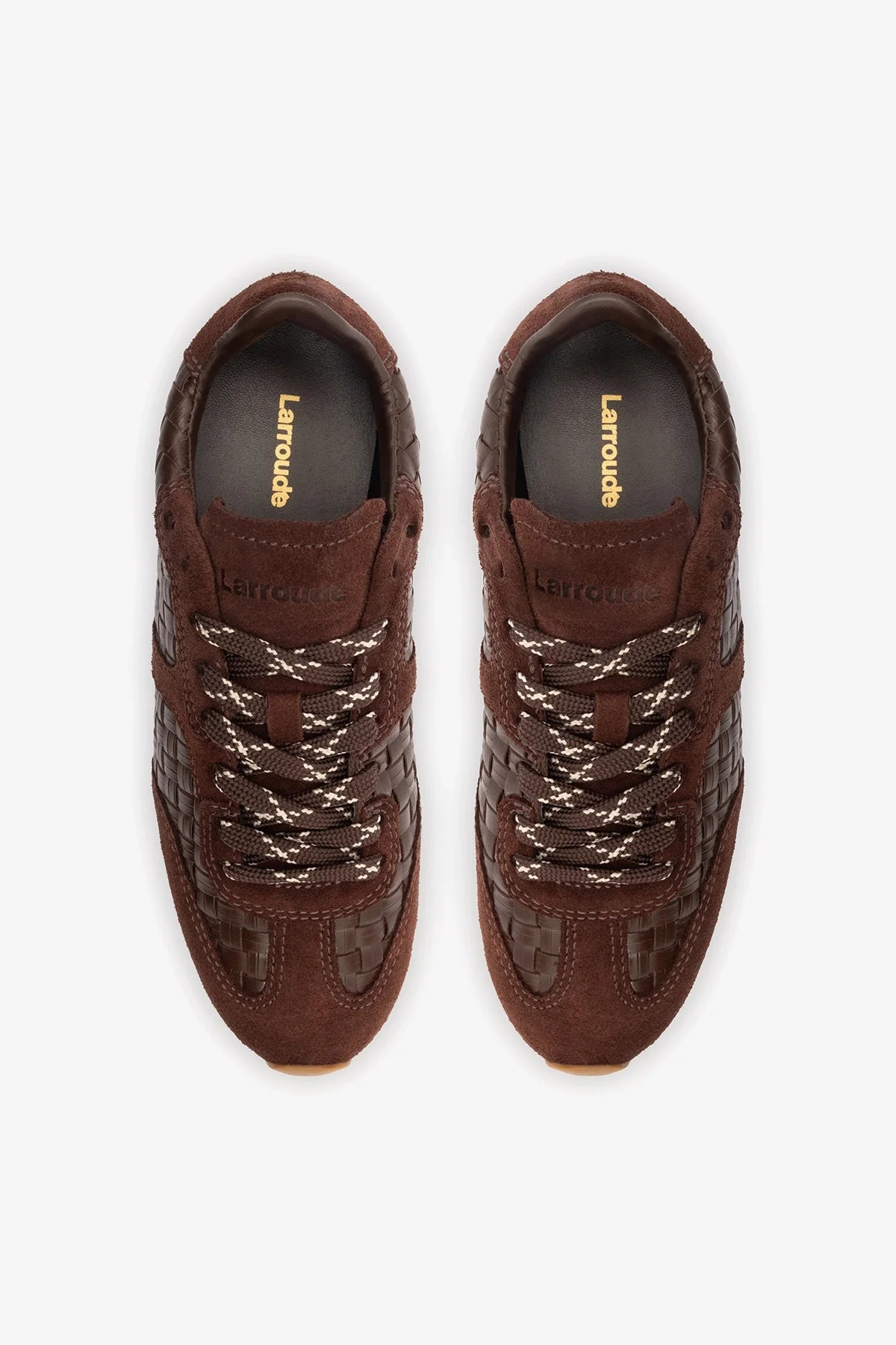Brown Macrame Leather and Suede Sneaker