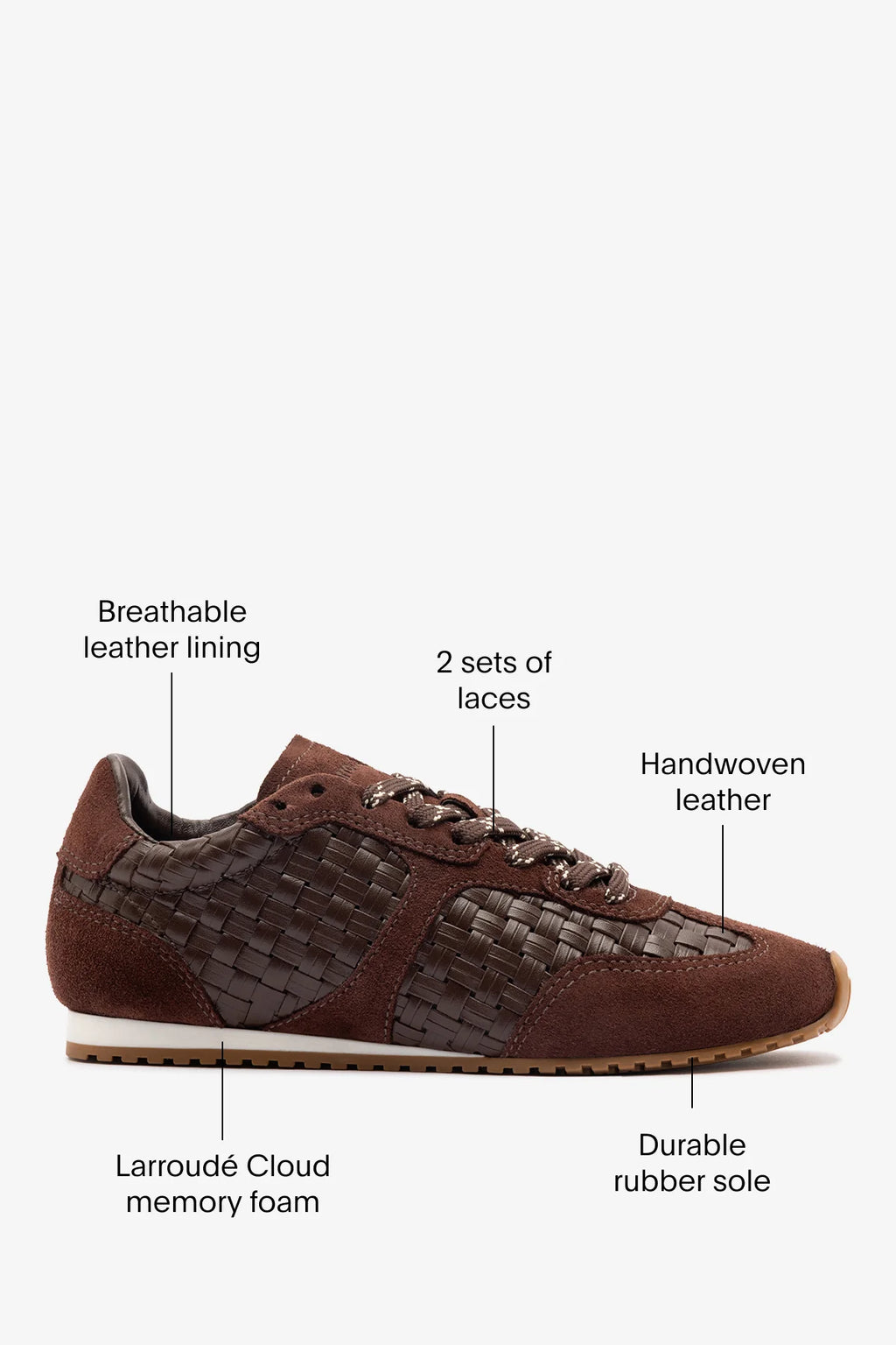 Brown Macrame Leather and Suede Sneaker