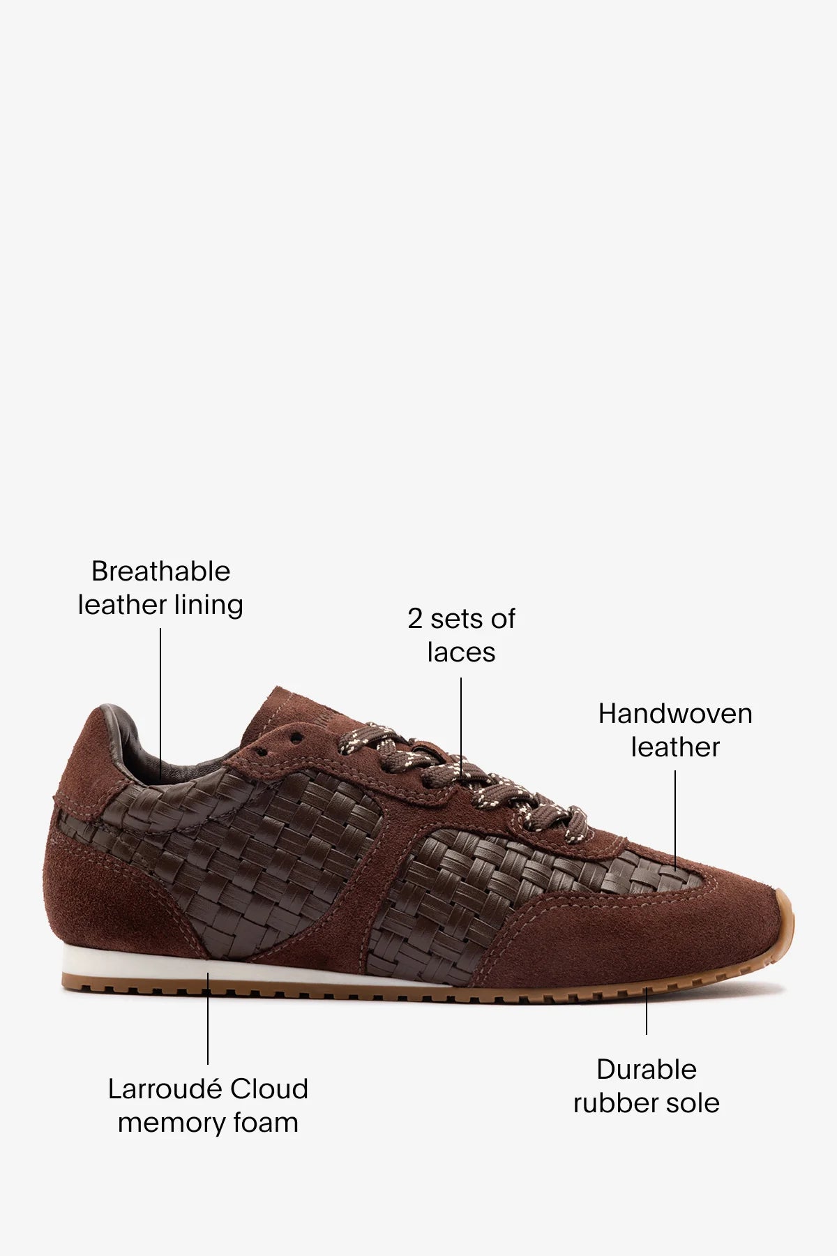 Brown Macrame Leather and Suede Sneaker