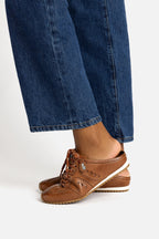 Caramel Leather Slip-On Mule