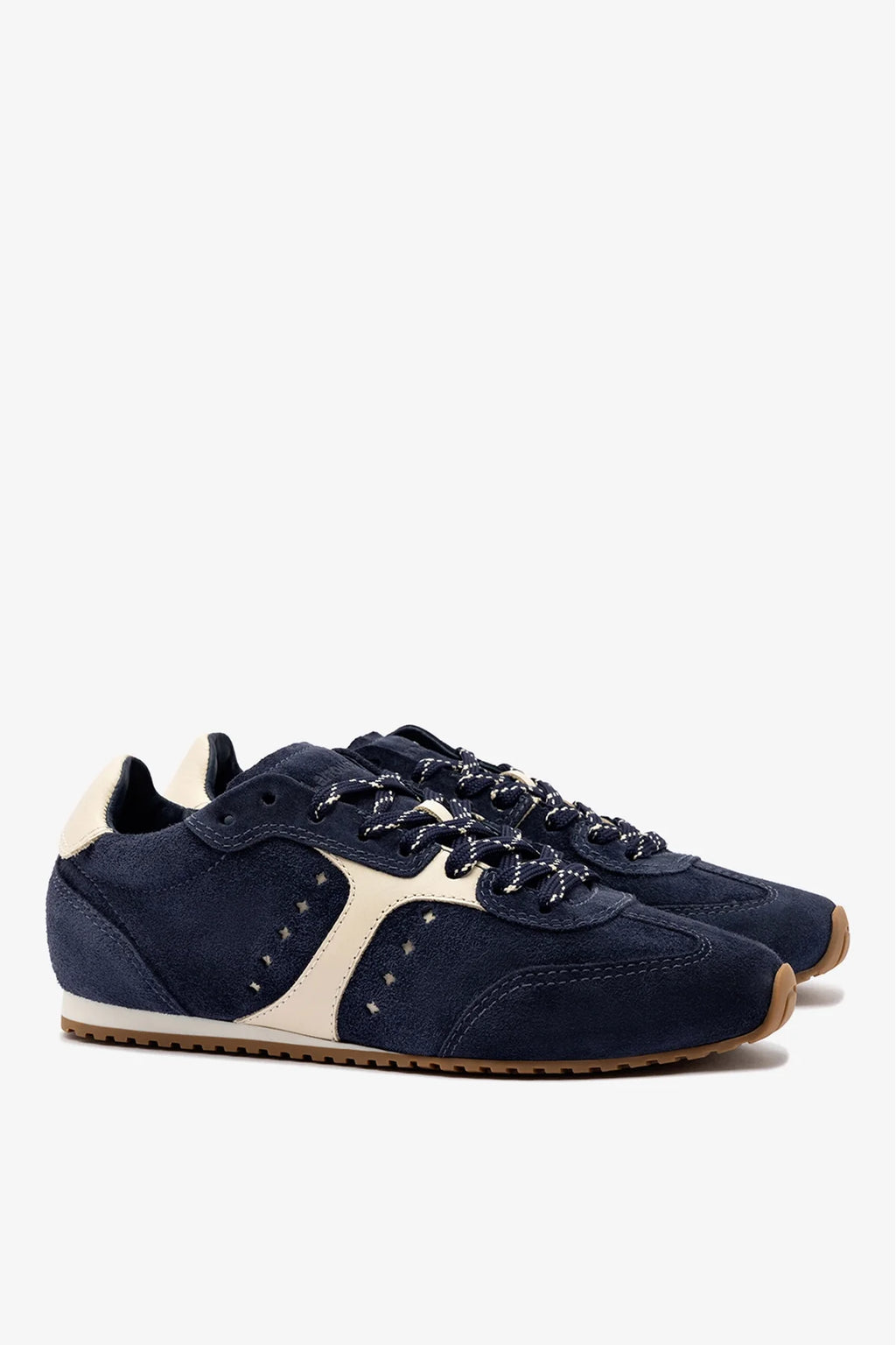 Navy Suede and Ivory Leather Sneaker
