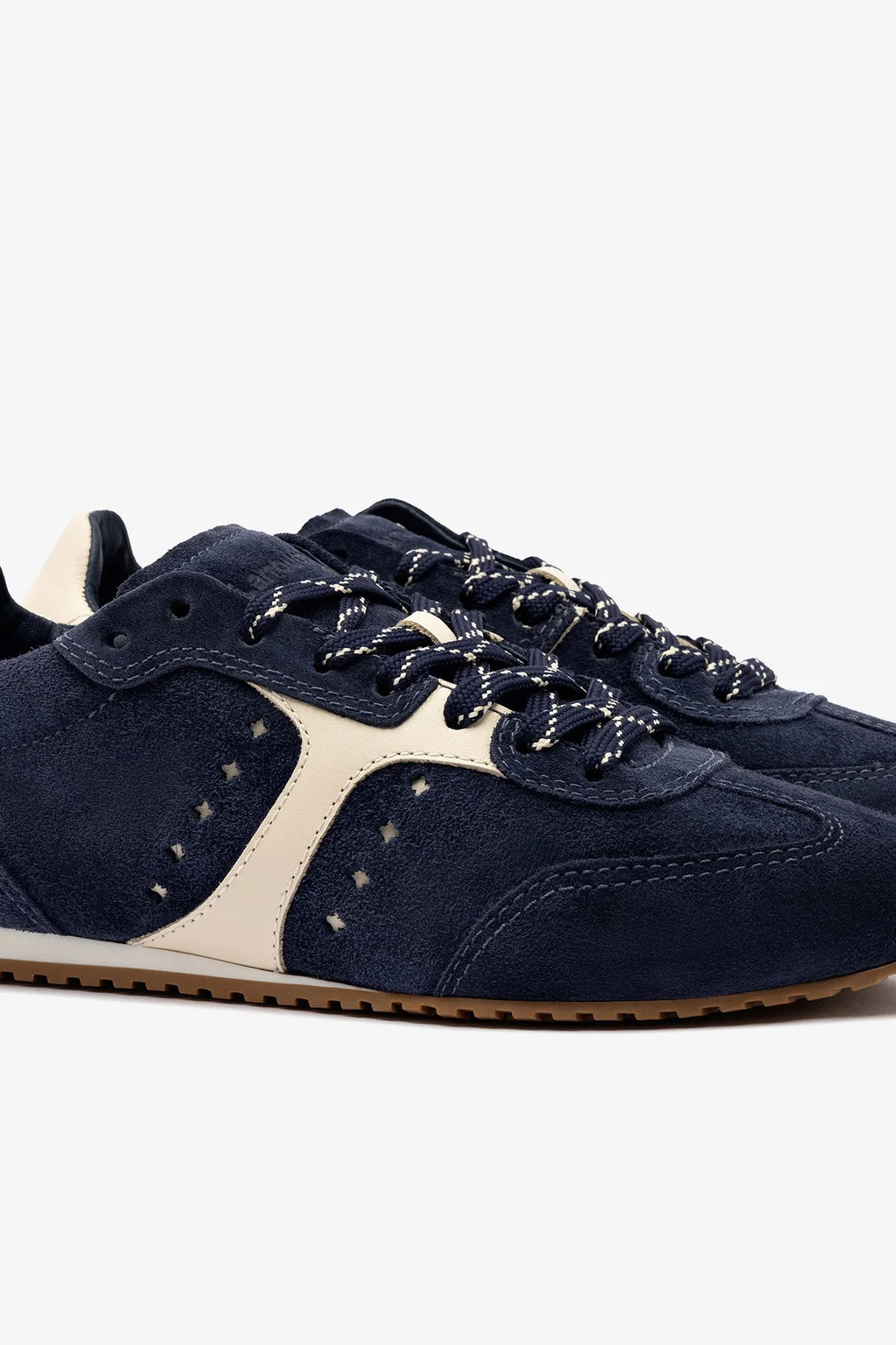 Navy Suede and Ivory Leather Sneaker