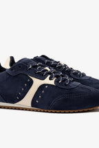 Navy Suede and Ivory Leather Sneaker