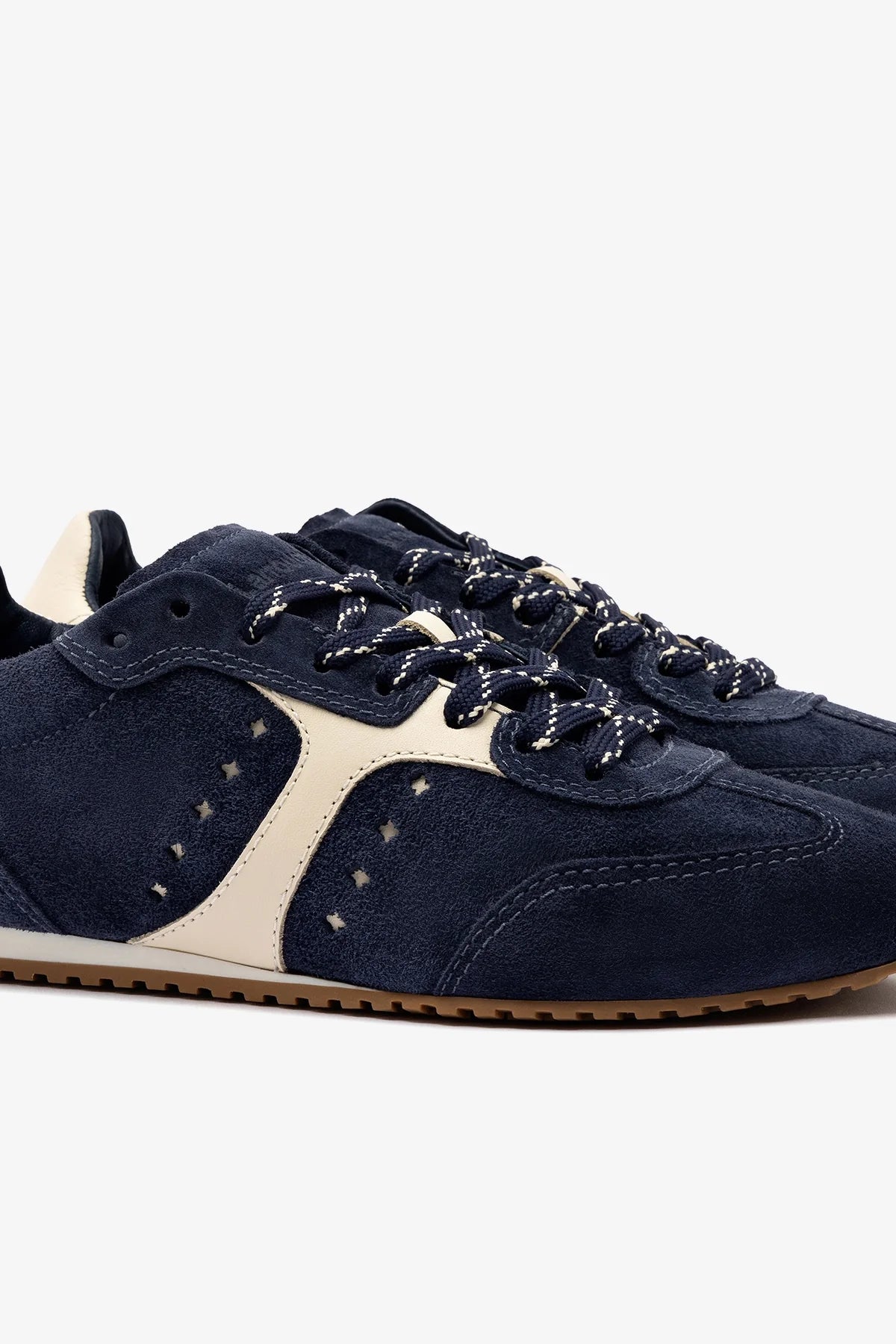 Navy Suede and Ivory Leather Sneaker