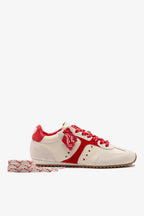 Ivory Leather and Scarlet Suede Sneaker
