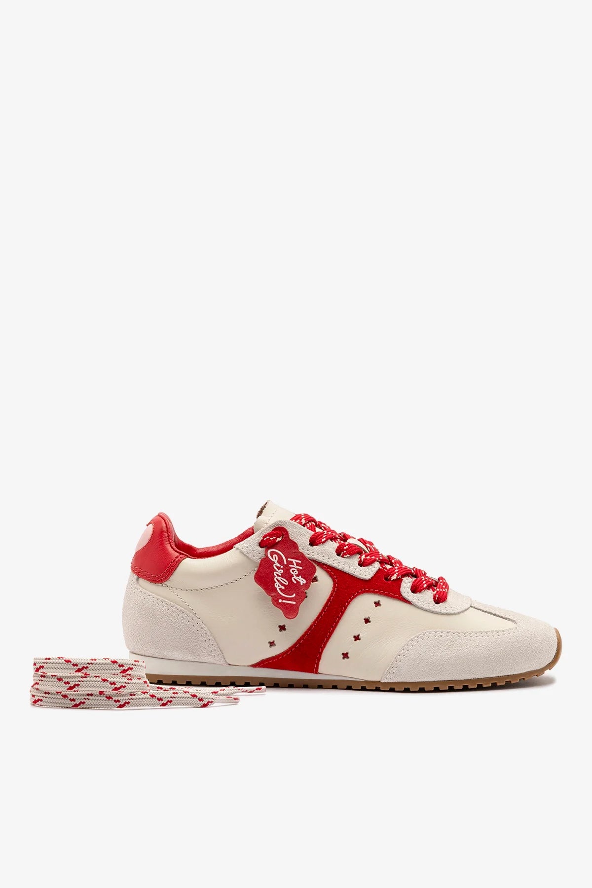 Ivory Leather and Scarlet Suede Sneaker