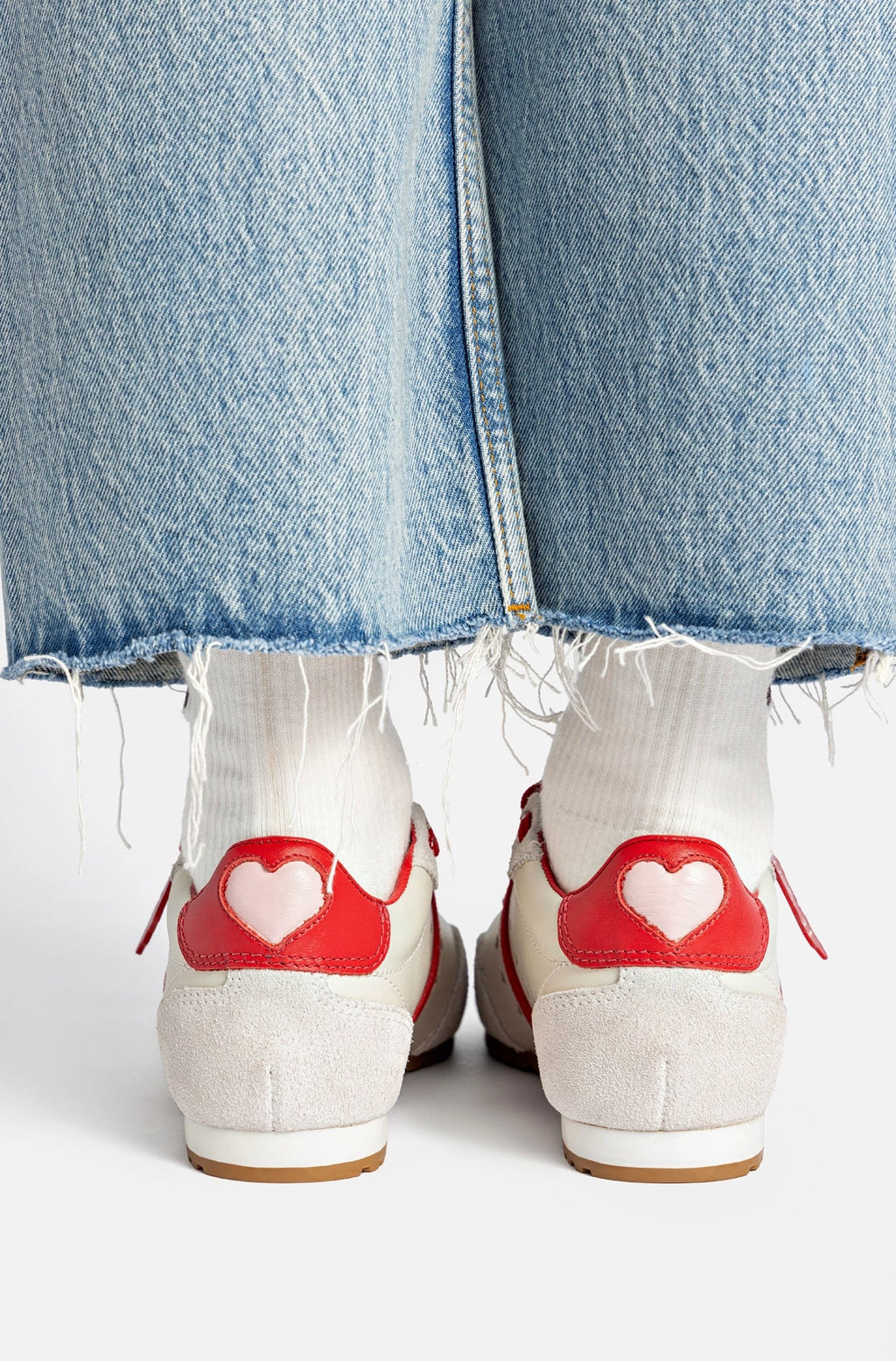 Ivory Leather and Scarlet Suede Sneaker