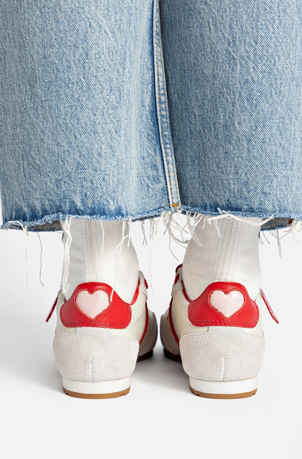 Ivory Leather and Scarlet Suede Sneaker