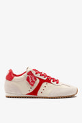 Ivory Leather and Scarlet Suede Sneaker