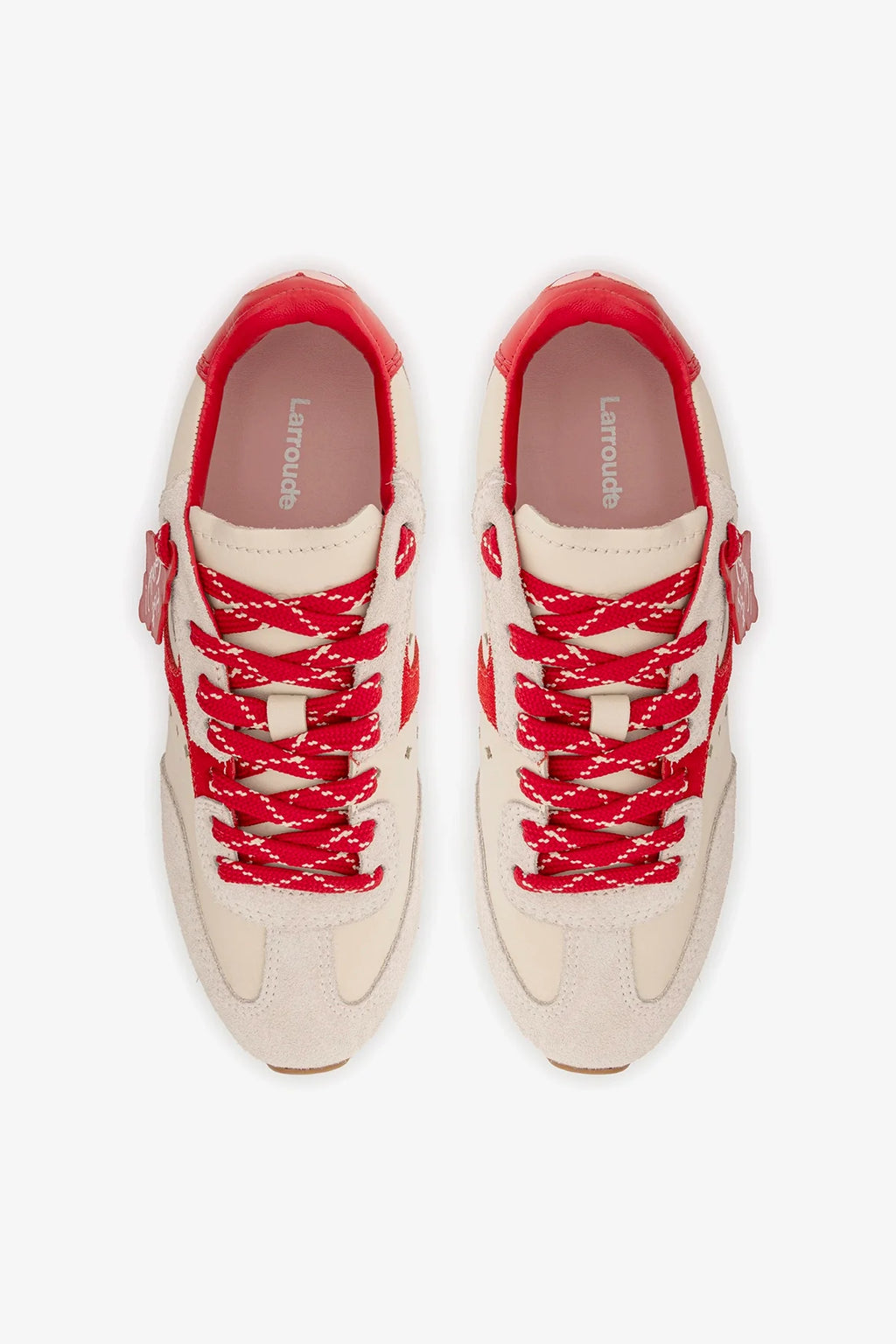 Ivory Leather and Scarlet Suede Sneaker