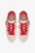 Ivory Leather and Scarlet Suede Sneaker