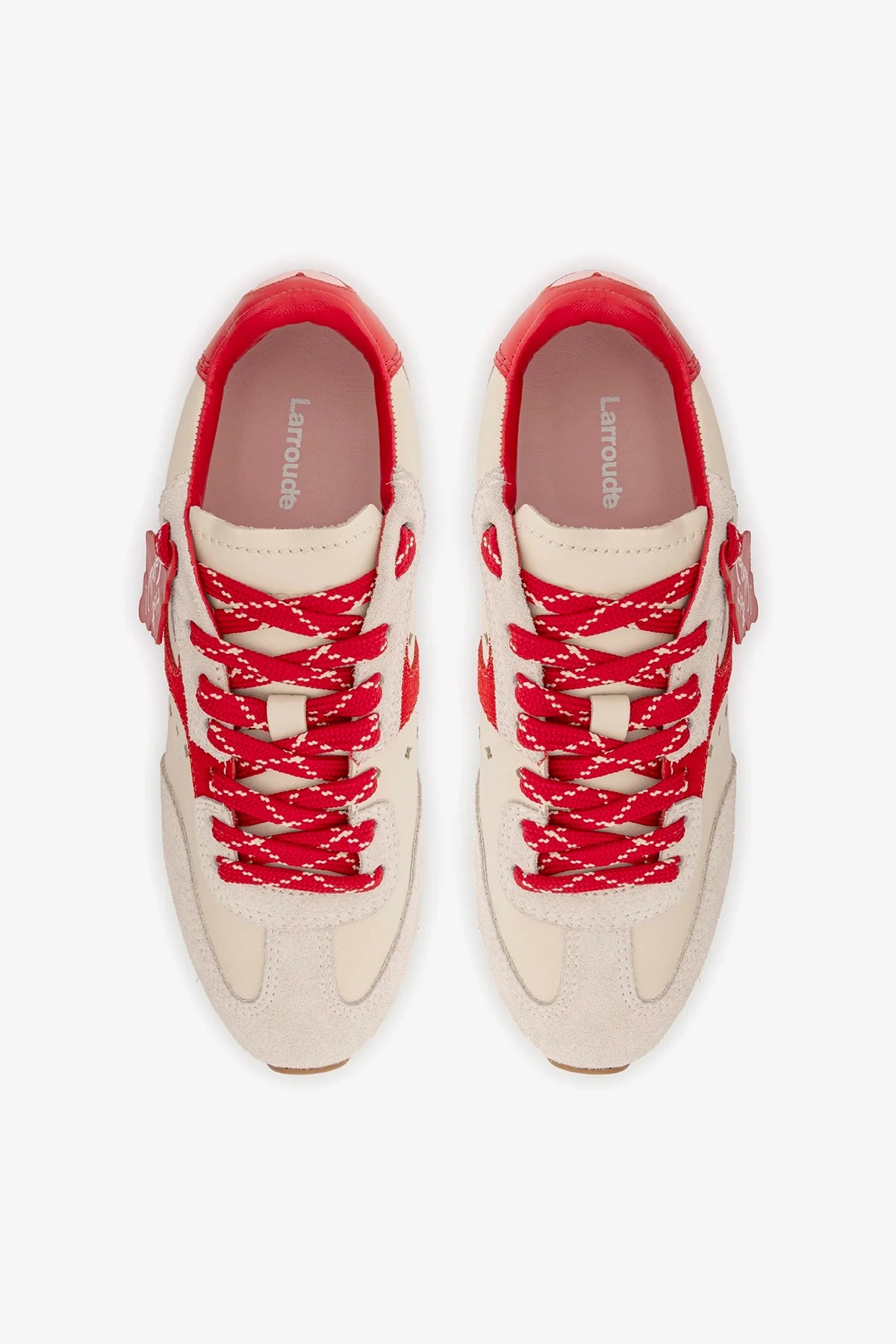 Ivory Leather and Scarlet Suede Sneaker