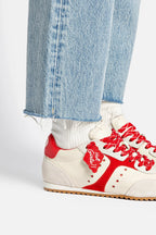 Ivory Leather and Scarlet Suede Sneaker