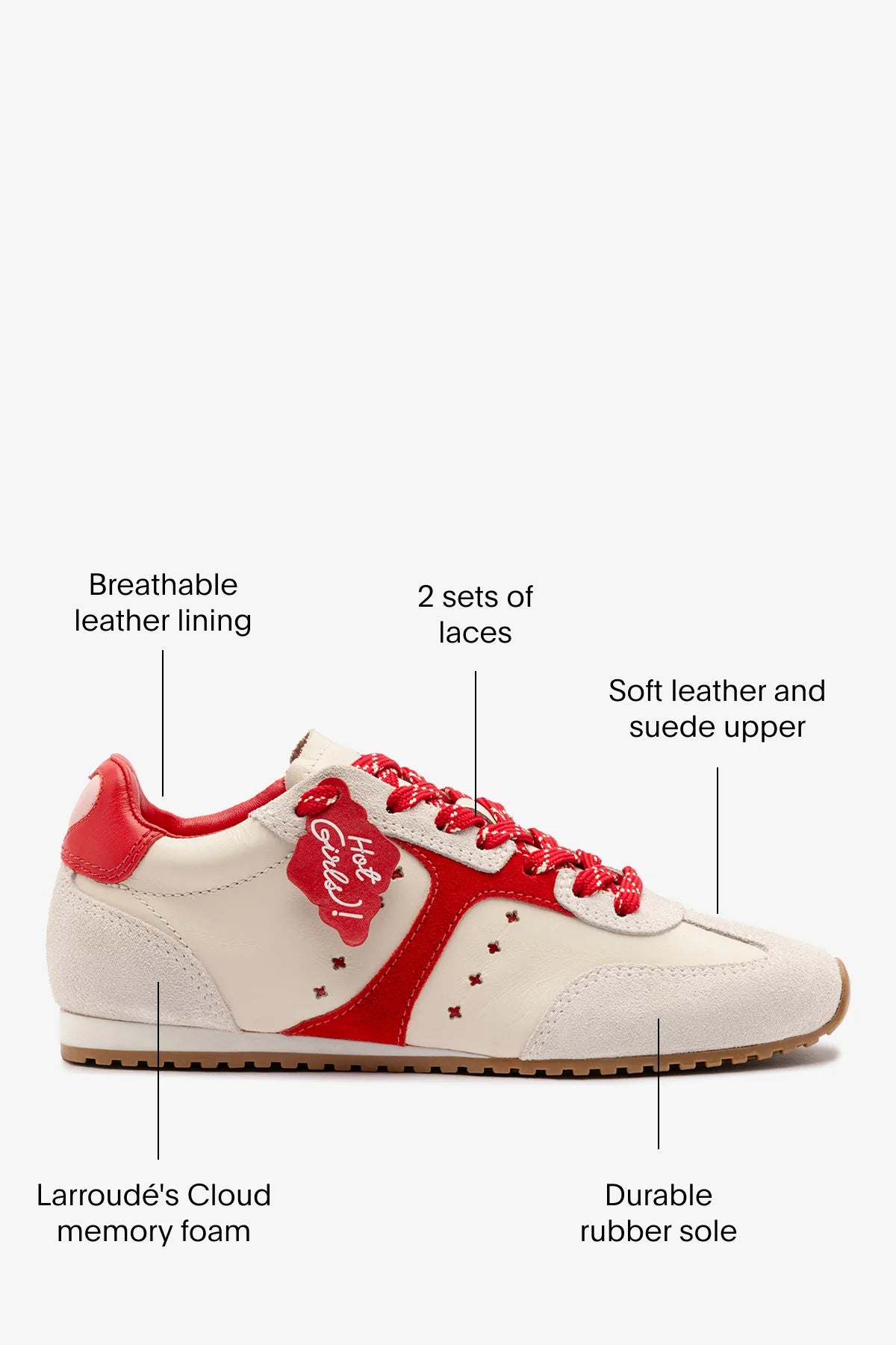 Ivory Leather and Scarlet Suede Sneaker