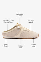 Mushroom Grey Suede and Ivory Leather Slip-On Mule