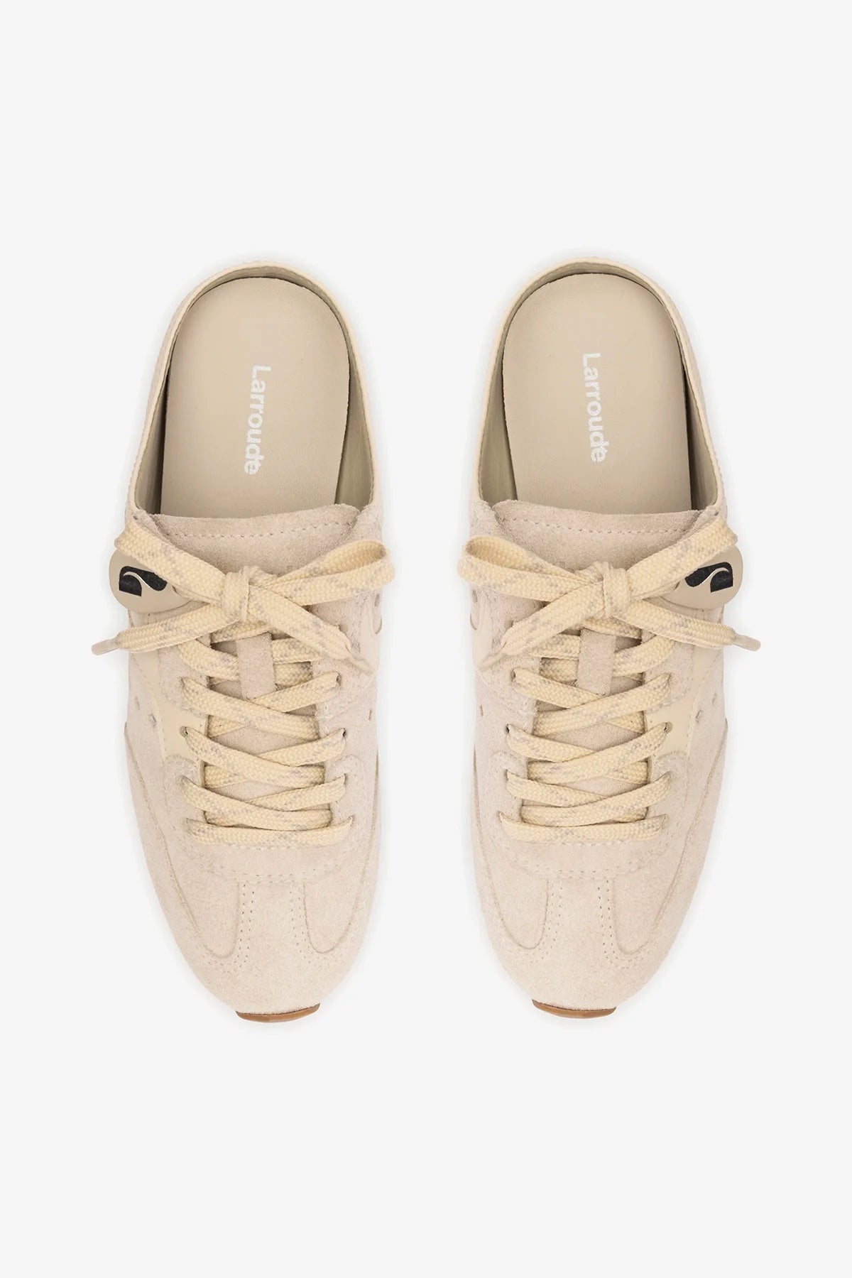 Mushroom Grey Suede and Ivory Leather Slip-On Mule