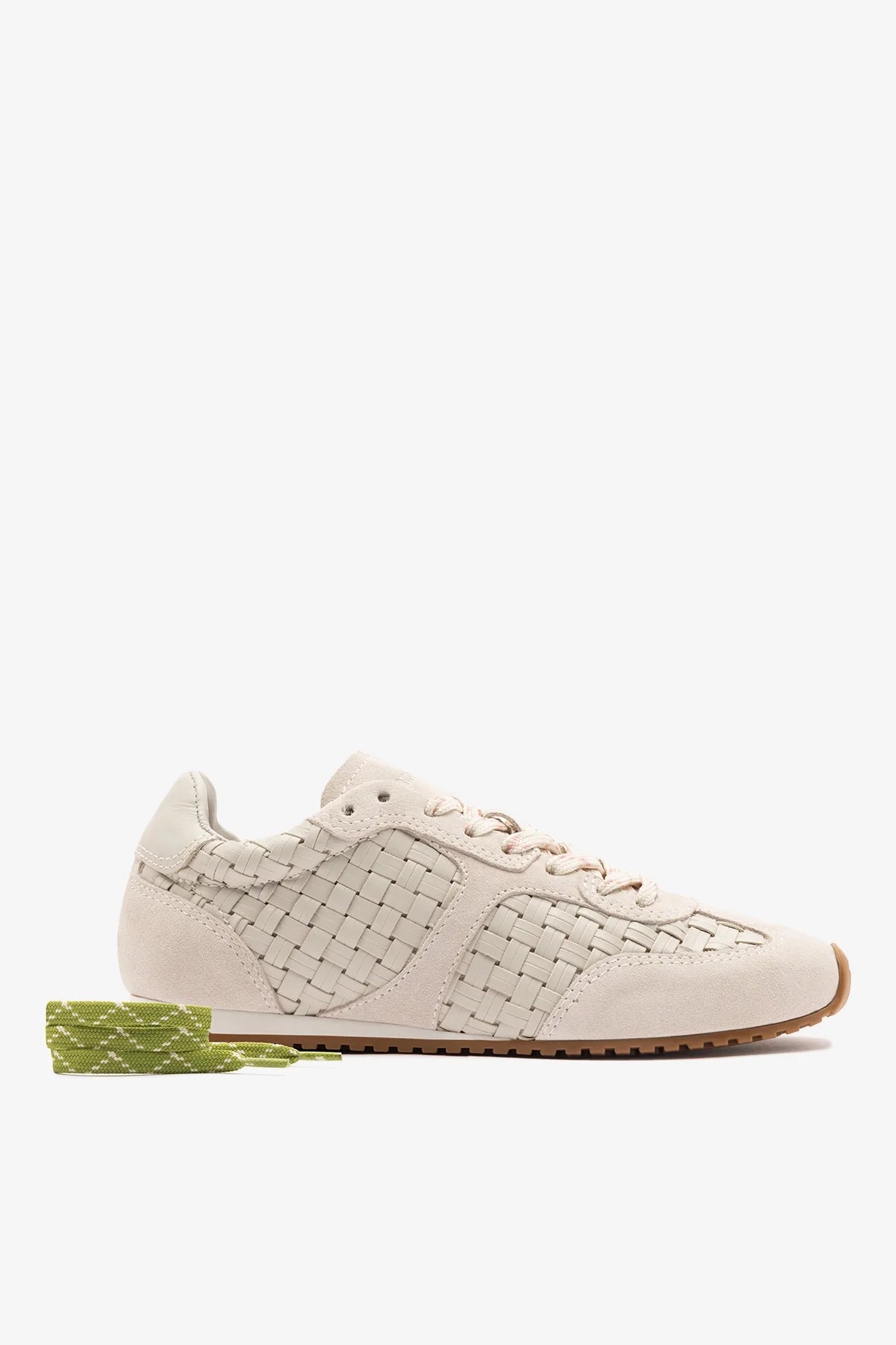 Mushroom Grey Macrame Leather and Suede Sneaker