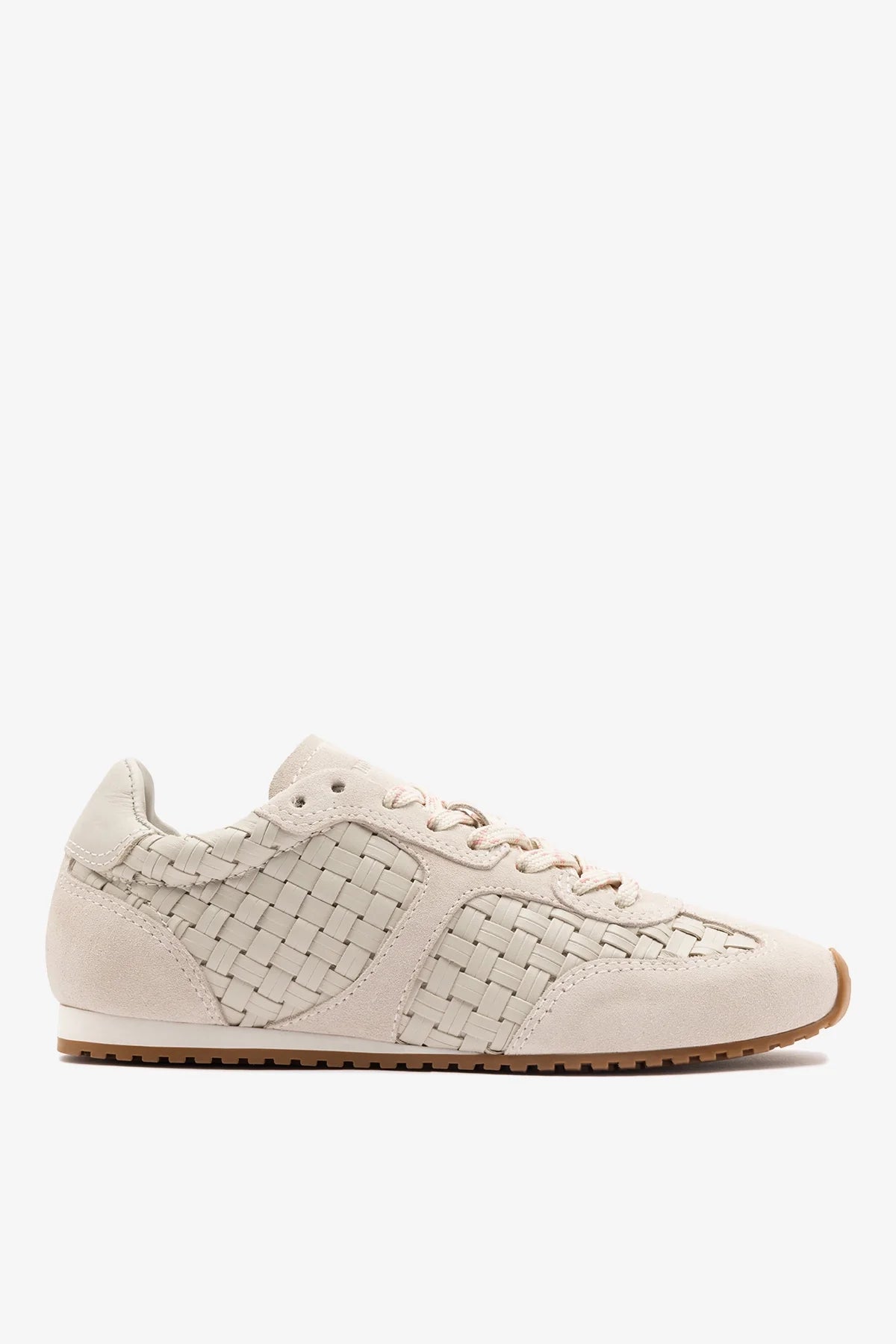 Mushroom Grey Macrame Leather and Suede Sneaker