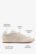Mushroom Grey Macrame Leather and Suede Sneaker