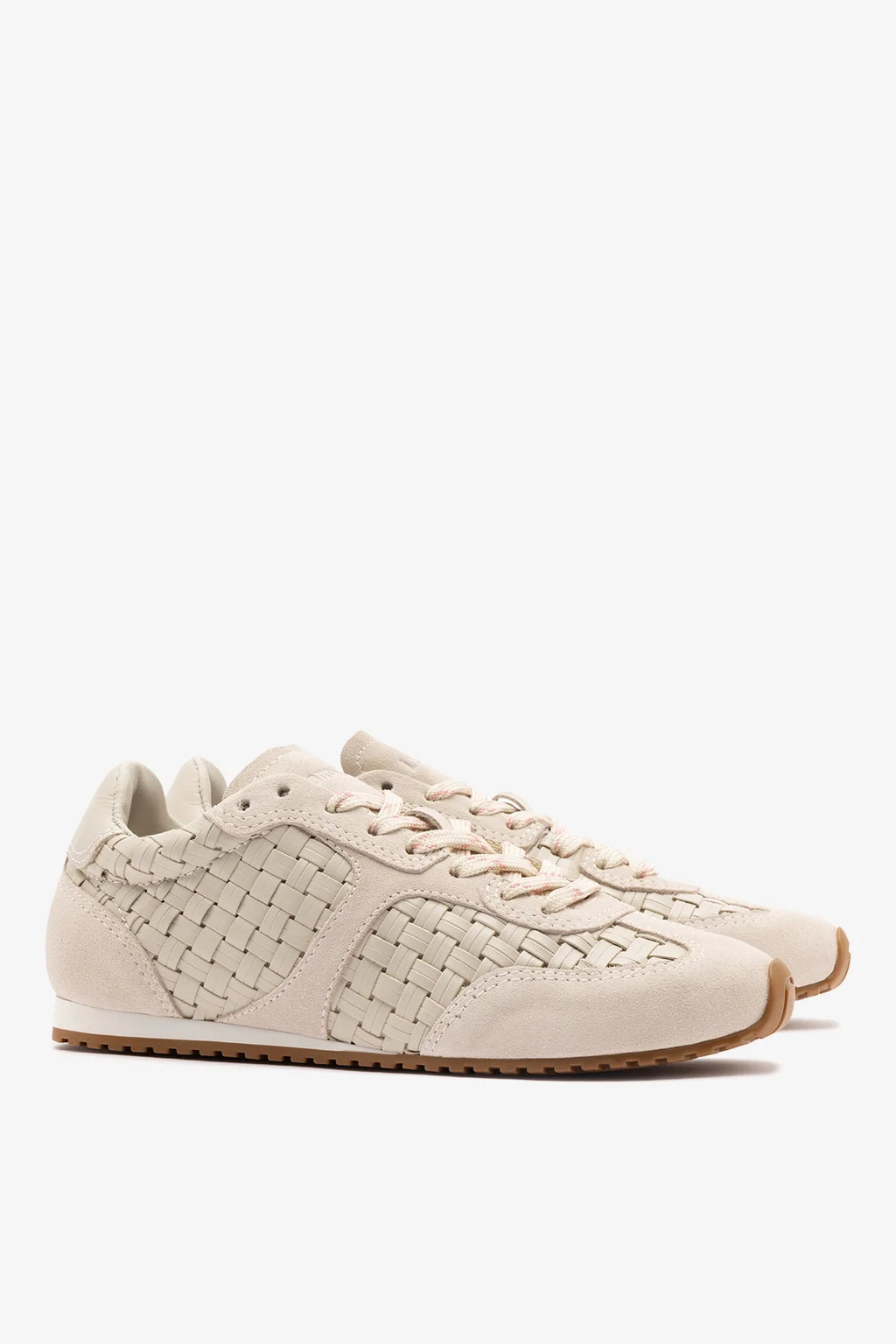 Mushroom Grey Macrame Leather and Suede Sneaker