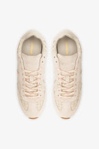 Mushroom Grey Macrame Leather and Suede Sneaker