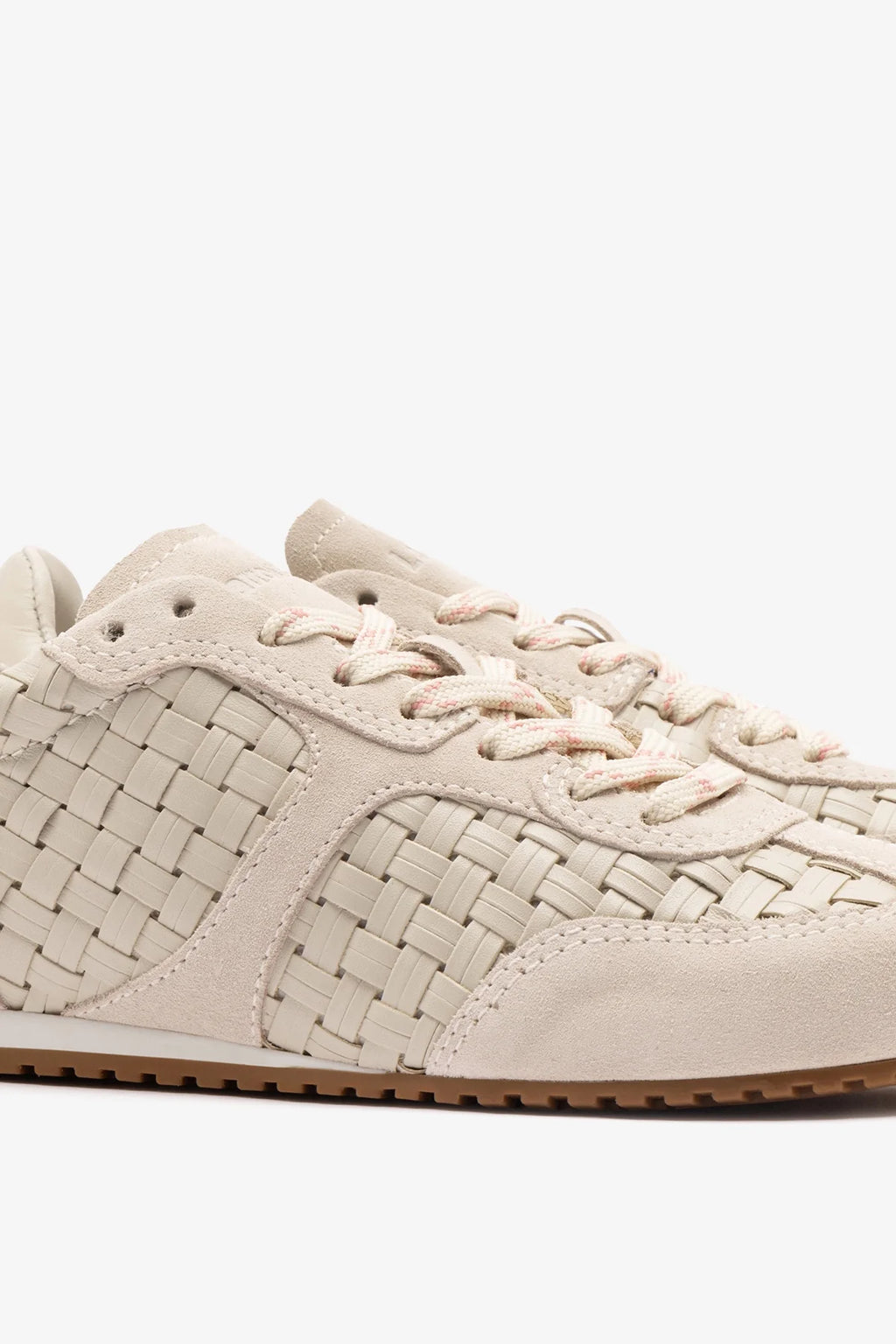 Mushroom Grey Macrame Leather and Suede Sneaker