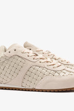 Mushroom Grey Macrame Leather and Suede Sneaker
