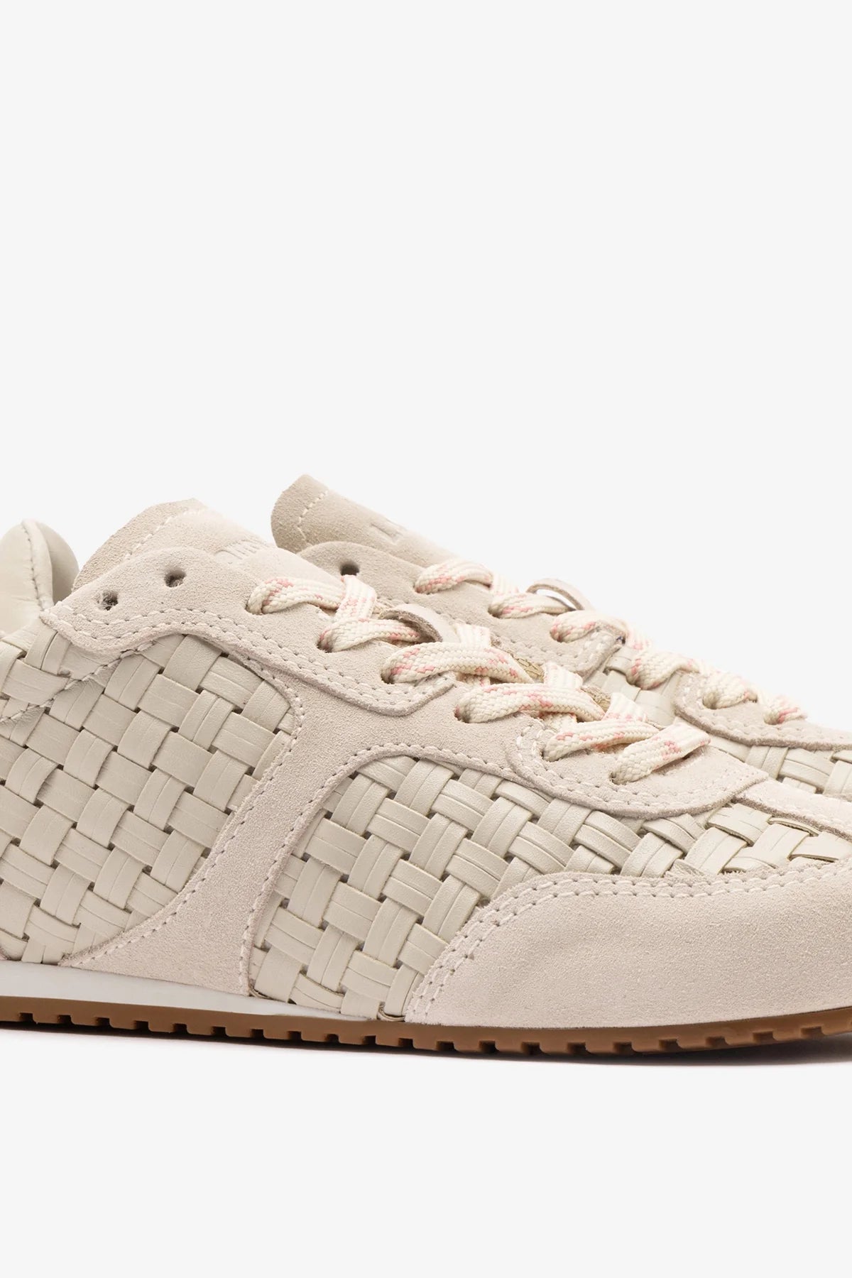 Mushroom Grey Macrame Leather and Suede Sneaker