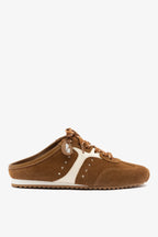 Russet Suede and Ivory Leather Slip-On Mule