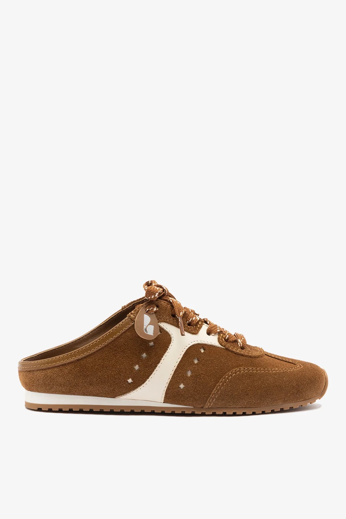 Russet Suede and Ivory Leather Slip-On Mule