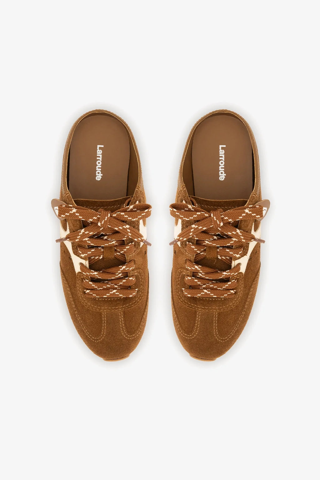 Russet Suede and Ivory Leather Slip-On Mule