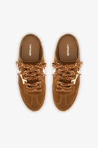 Russet Suede and Ivory Leather Slip-On Mule
