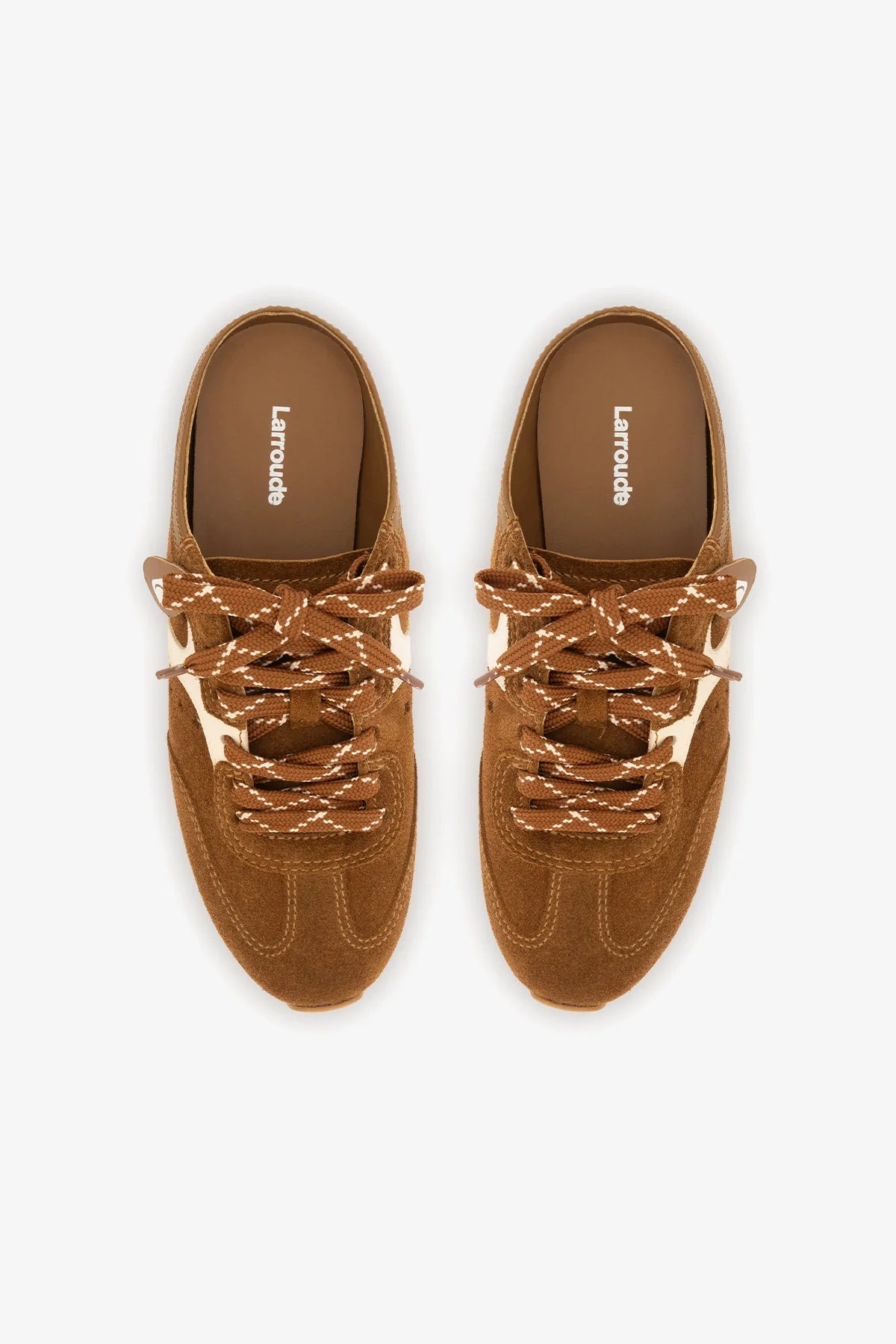 Russet Suede and Ivory Leather Slip-On Mule