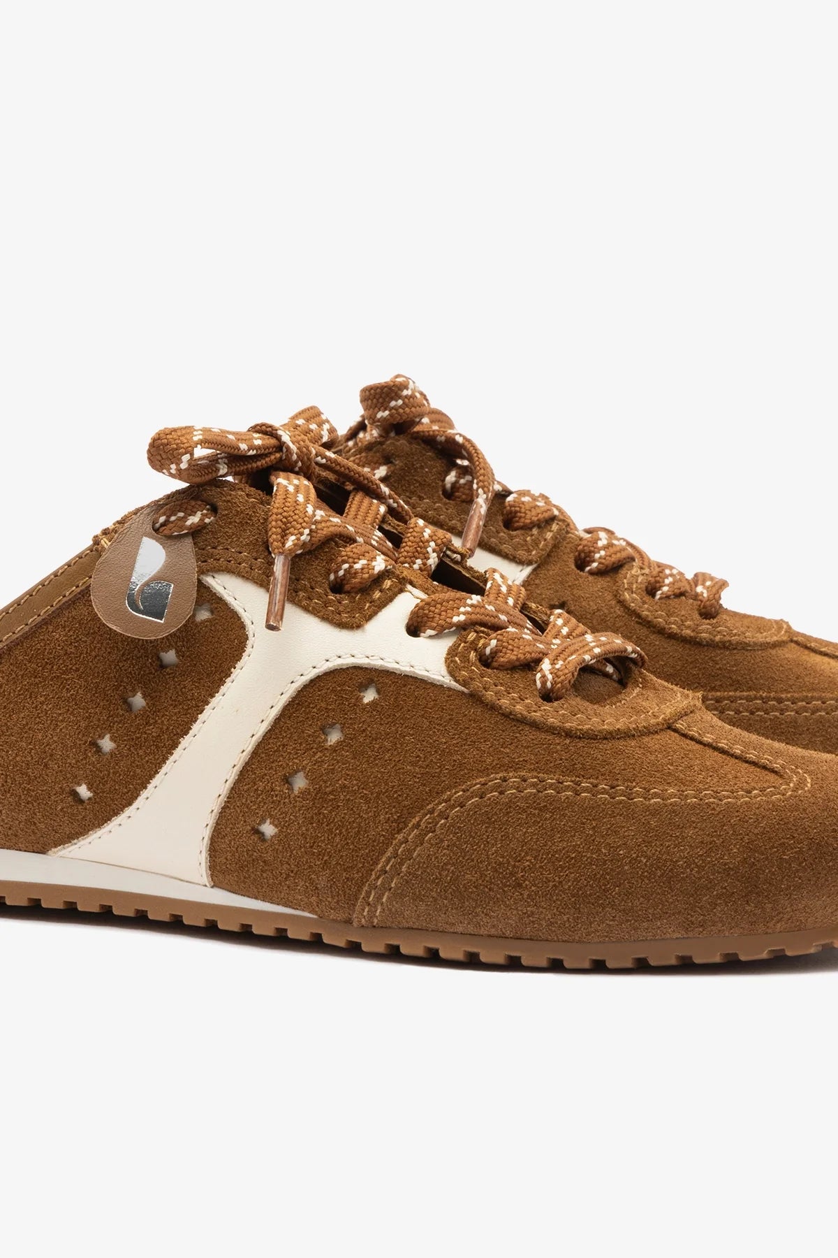 Russet Suede and Ivory Leather Slip-On Mule