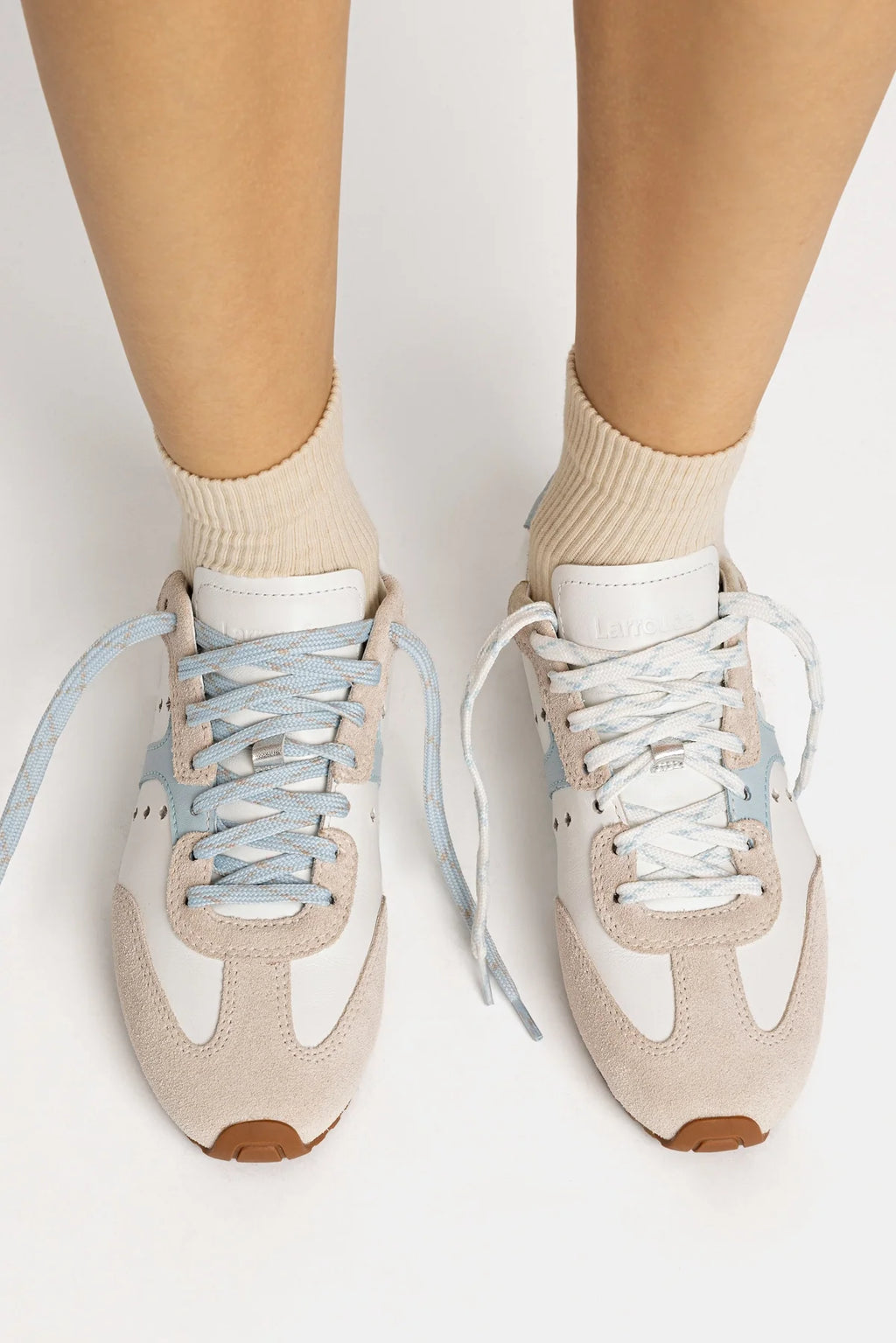 Grey Suede, White and Silver Metallic Leather Sneaker